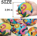 TDOOW Diamond Art Coasters 2026 8 Pcs Colorful Flamingo Diamond Painting - Image 5