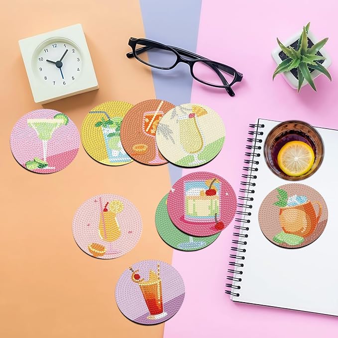Bulerrylulu 12 Pcs Cocktail Diamond Painting Coasters Kits - Image 4