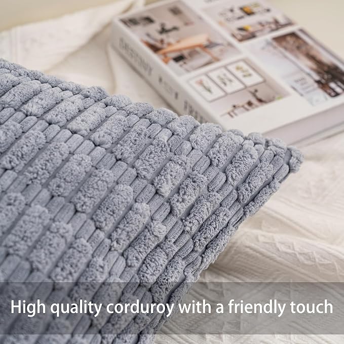Aegero Pack of 2 Corduroy Decorative Throw Pillow Covers 12x24 Inch Soft - Image 2