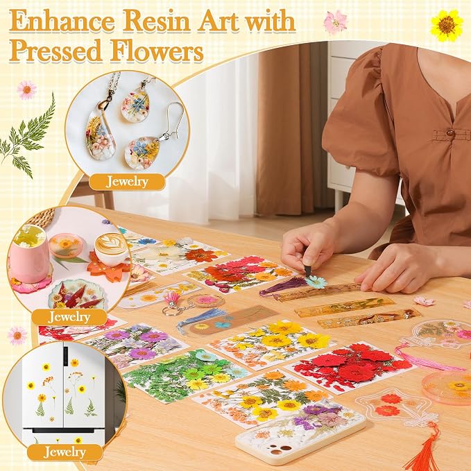 470 PCS Pressed Flowers for Crafts, Real Natural Dry Flowers - Image 7