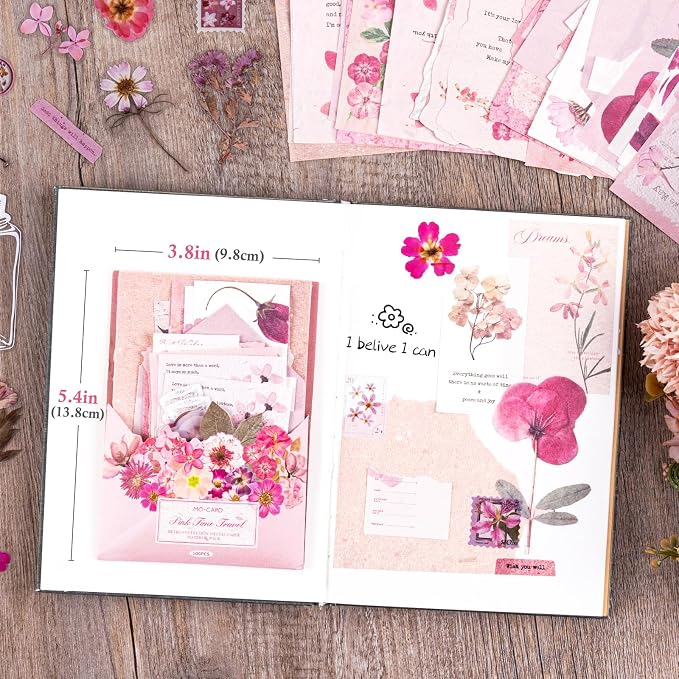 RISYPISY Floral Scrapbook Supplies Kit, Card Making, Art Journal - Image 2