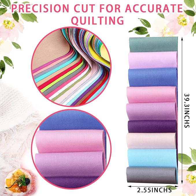 Kingdder 70 Pcs Solid Color Jelly Fabric Quilting Strips, 2.55 Inch Precut - Image 2