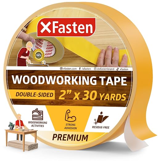 XFasten Double Sided Woodworking Tape 2 Inch x 90 Feet, Heavy Duty Residue-Free by XFasten