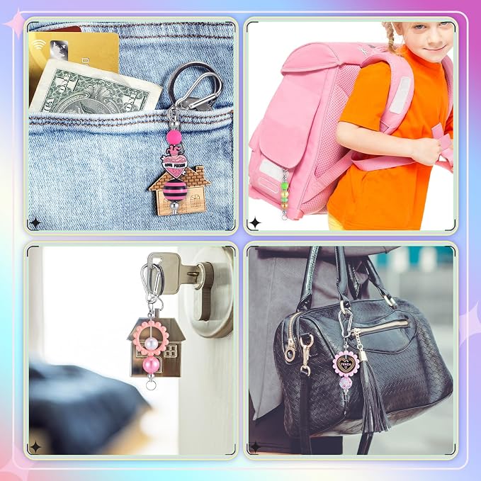 Dunzoom 12 Pieces Beadable Keychain Bars Bulk Key Chain Making Kit DIY Blank - Image 5