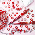 150Pcs Large Hole Beads Spacer Beads Red Assorted European Craft Big Beads - Image 3