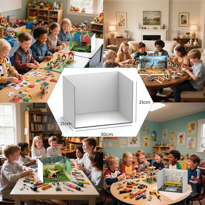 HOUSYLOVE Cardboard Diorama Kit 10 pcs-White Display Box Project Supplies - Image 3