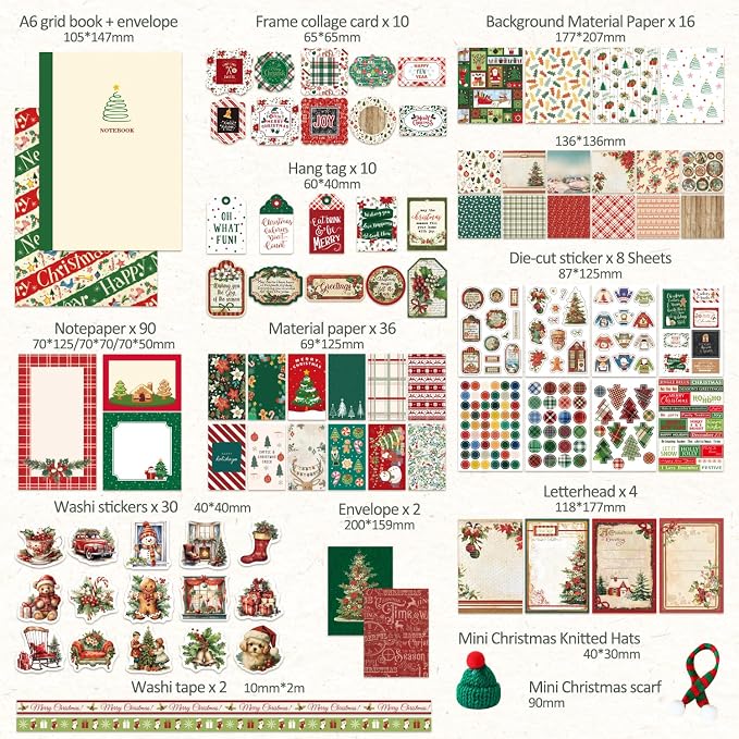 Christmas Scrapbooking Supplies Kit, Aesthetic New Year Festival Scrapbook Kits - Image 2