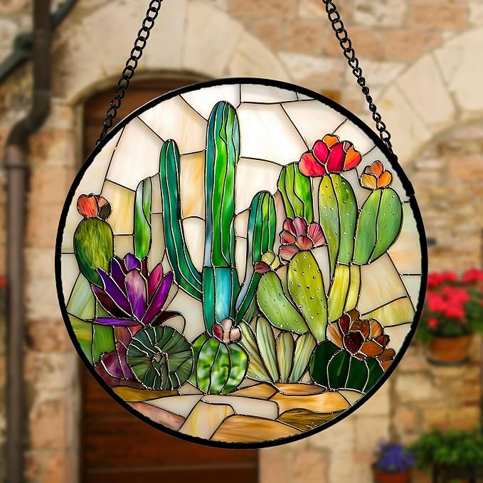 DASTOLL Stained Glass Window Hanging, and Mom 11.8x11.8 in - Image 2