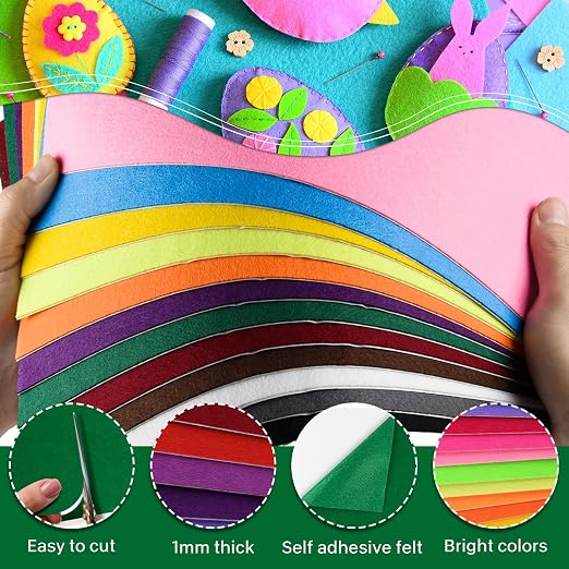 Morcheiong 12 Pcs Self Adhesive Felt Sheet Soft Felt Sheets - Image 3