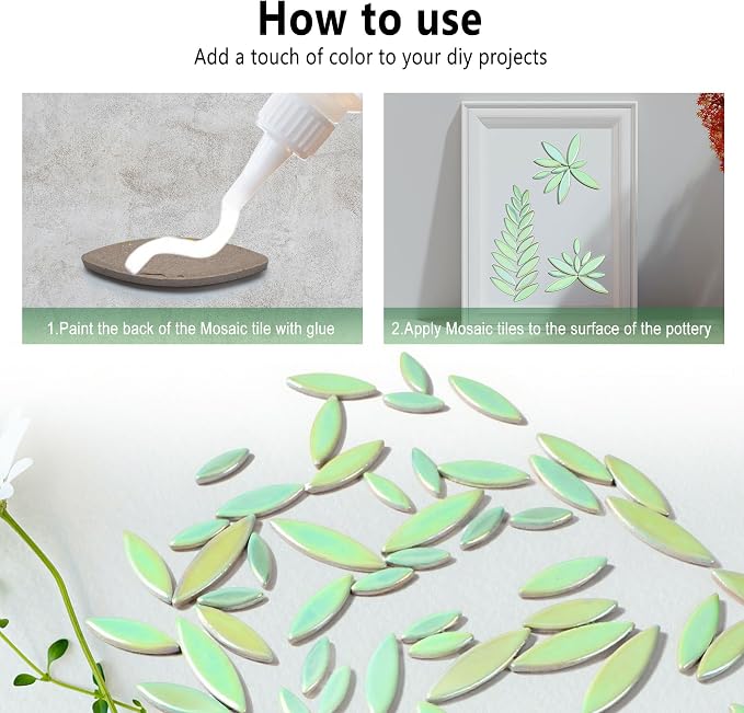 Yoption Petal Mosaic Tiles for Crafts, 200g Flower Leaf Ceramic Tiles Pieces - Image 7