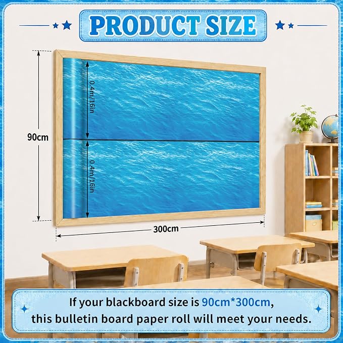 Ocean Waves Bulletin Board Roll Non-Woven Fabric Poster 16in X 20ft | Back to - Image 3