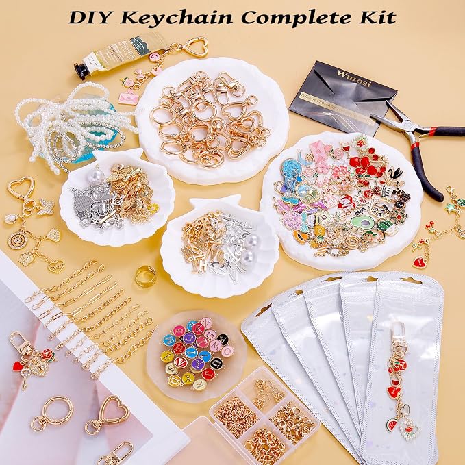 Wurosi 544Pcs Charms Lip Gloss Keychain Making Kit, Bag Charm Kits - Image 3
