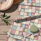 Soft Meadow Patchwork Cotton Fabric Panel, Pastel Floral & Stripe Design - Image 8