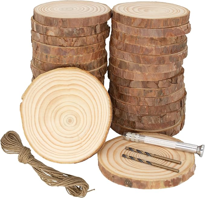 Unfinished Natural Wood Slices: 3.2-4 Inch Circles by KXEXK
