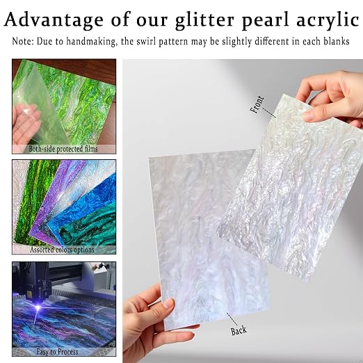 Pearl Glitter Cast Acrylic Sheet, 1/8 Inch, 12x8 Inch, - Image 3