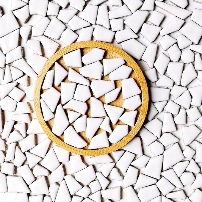 1.1 LB White Irregular Ceramic Mosaic Tiles - Image 3