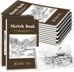 12 Pack Sketch Book, 5.5 x 8.5 Inch Sketchbook, 68lb/100gsm Top Spiral Bound by Prudiut