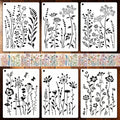 6 PCS Wildflower Stencils for Painting, Reusable Large Floral for Crafts | by UpChoNice
