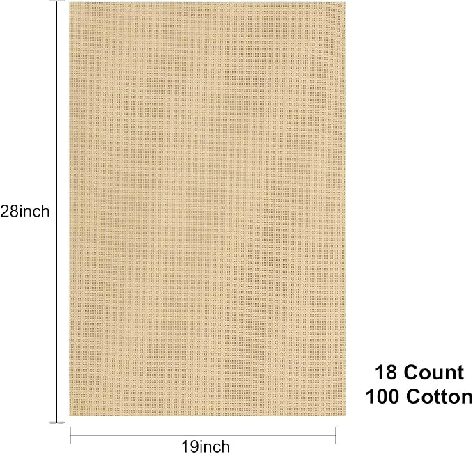 Aida Cloth 18 Count Cross Stitch Fabric, 19×28inch | Soft Khaki Fabric In - Image 2