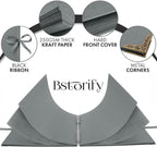 Bstorify Square Scrapbook Photo Albums 80 Pages Grey Thick Paper, Ribbon Closure - Image 3