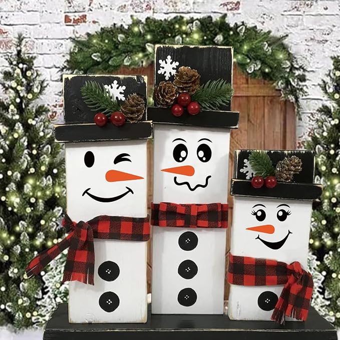 41 PCS Snowman Face Stickers for Crafts Christmas Vinyl Snowman Face Decals for - Image 2