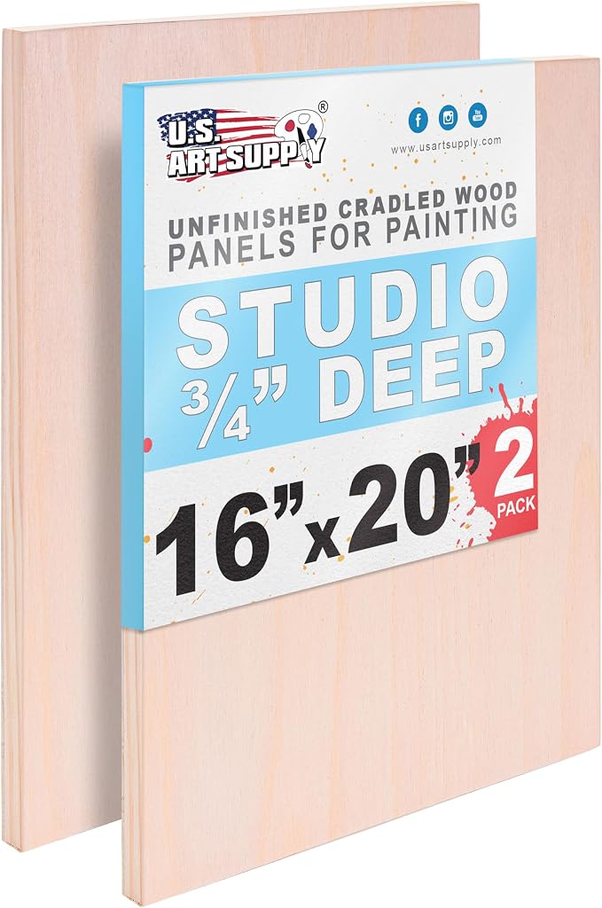 U.S. Art Supply 16" x 20" Unfinished Cradled Wood Panels by USArtSupply