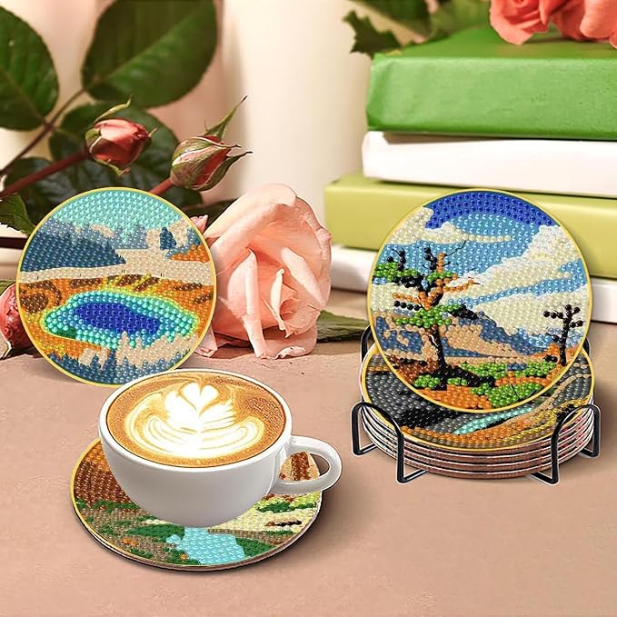 Clendo 8 Pcs National Park Diamond Art Coasters Kit - Image 7