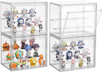 Clear Acrylic Display Case, 4 Pack 3 Tier Adjustable Display Box Stand by SANKEUHomeStorage