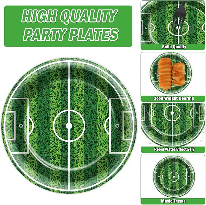 Qyeahkj 100 Pcs Soccer Party Plates and Napkins Set, Sports Birthday Party - Image 3