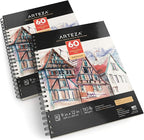 ARTEZA Mixed Media Sketchbook, 9x12 Inches – 2-Pack, 60 Spiral-Bound Sheets - Image 2
