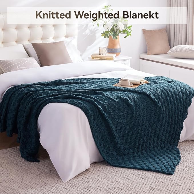 Knitted Weighted Blanket for Adult, No Beads Heavy Blanket 60” x 80'' 12lbs - Image 6