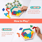Coogam Wooden Hexagon Puzzle for Kid Adults - Image 3