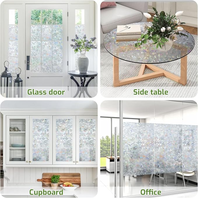 LUTE Rainbow Window Privacy Film, Stained Cling, 23.6" x 157.4" | 3D Decorative - Image 5