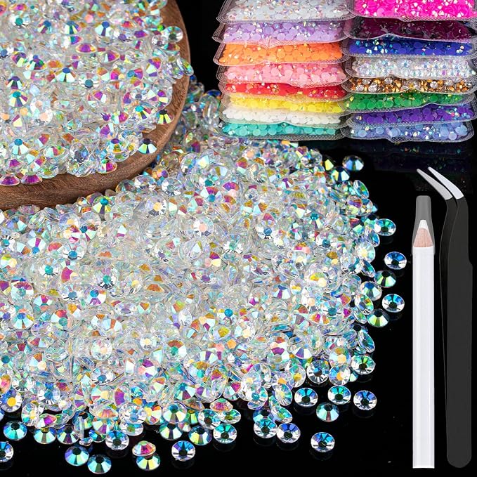 4000pcs 4mm Resin Rhinestones Bulk, Transparent AB Flatback Round Jelly by BELLEBOOST