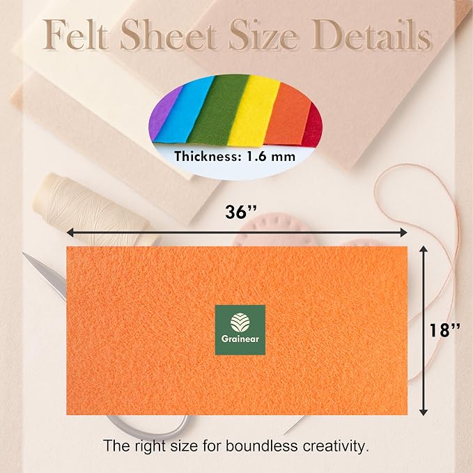 Gray Soft Felt Fabric Sheet, 1.6mm Thick - Image 2