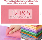 HaoFeiJH 12 Rolls 8"x20" 1.4mm Thick Soft Felt Fabric Sheets – 12 Assorted - Image 3