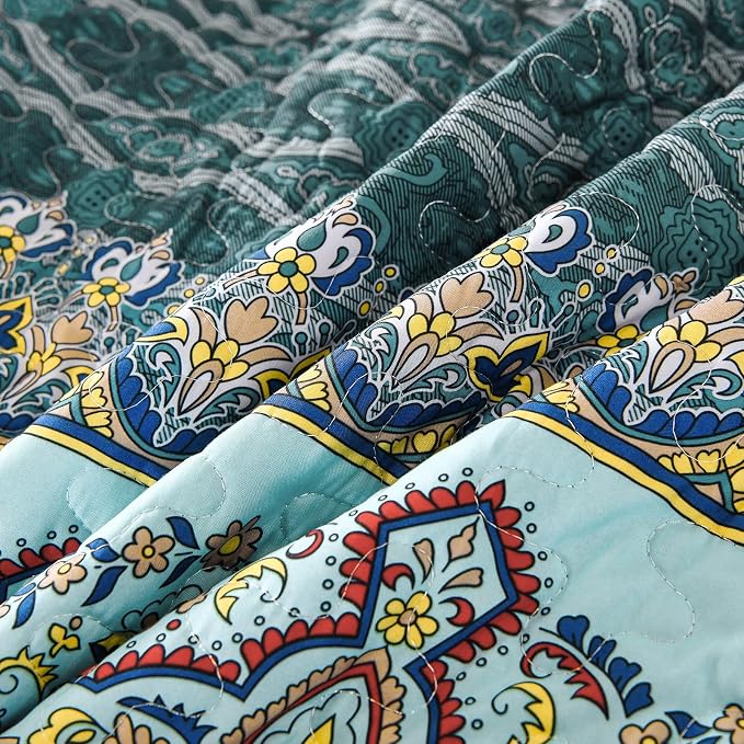 WONGS BEDDING Boho Quilt Set Twin Size, Lightweight Microfiber Bed Decor - Image 8