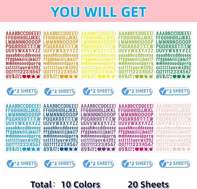 3040Pcs 20 Sheets Small Letter Number Stickers, 0.5inch Self-Adhesive Vinyl - Image 6