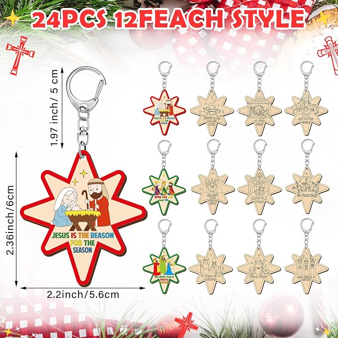 RattanView 24 Pcs Christmas Nativity Crafts Star of Bethlehem Nativity Star - Image 2
