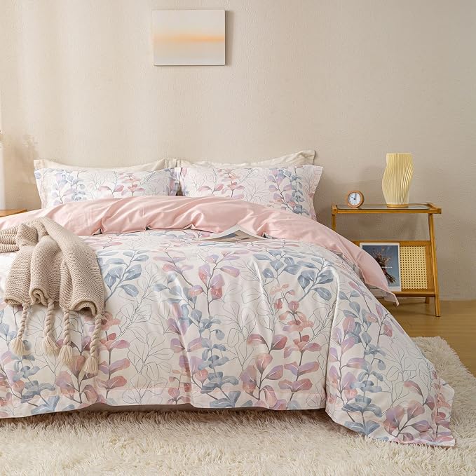 OAITE Duvet Cover Set Twin Size Floral Pattern Ultra Soft 100% Cotton Duvet - Image 2