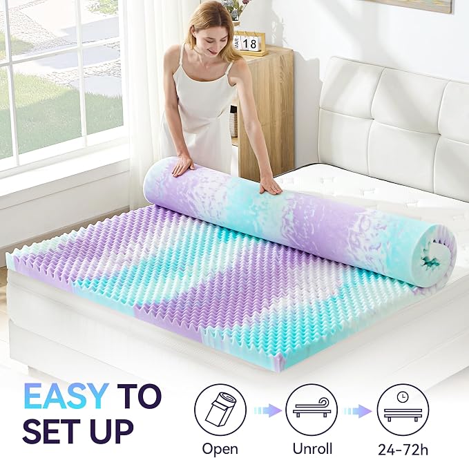 SINWEEK 2 Inch Egg Crate Memory Foam Mattress Topper Twin XL, Twin Extra Long - Image 7