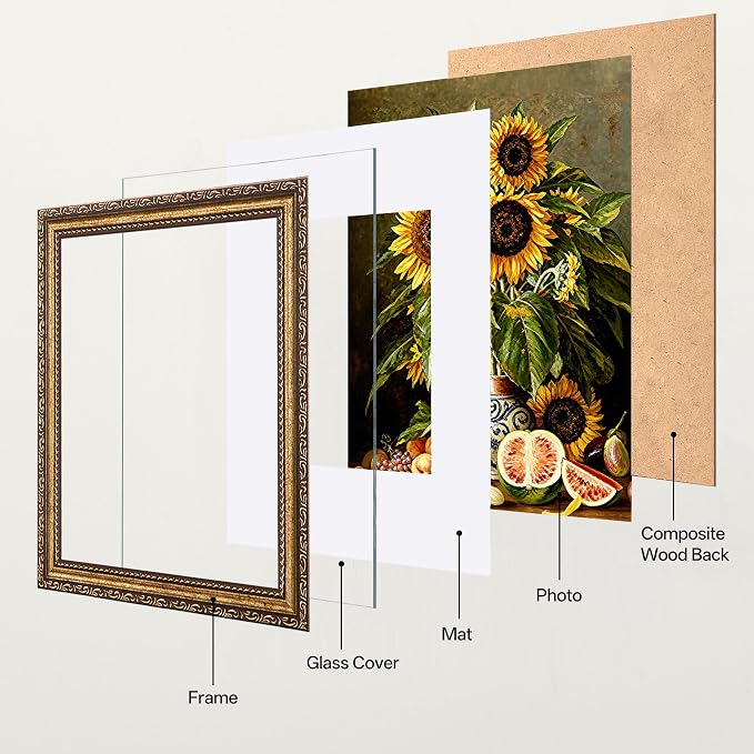 eletecpro 9x12 Vintage Picture Frame, Glass Cover, Bronze Gold, Horizontal or - Image 2