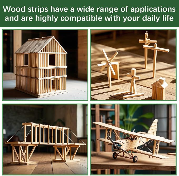 24 Pcs Balsa Wood Sticks 1/2 x 1/2 x 12 Inch balsa Wood Strips Hardwood Square - Image 6