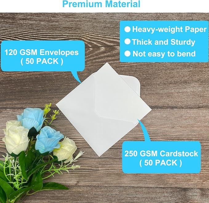 Blank Cards and Envelopes 5x7 inches, 50 Pack White Blank Note Cards Greeting - Image 3
