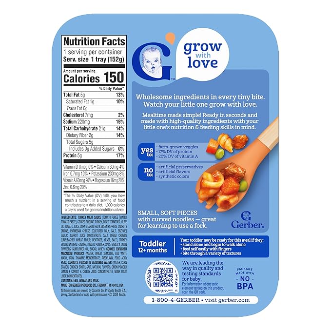 Gerber Mealtime for Toddler Spiral Pasta in Turkey Meat Sauce with Side of Green & Yellow Beans, 6.67 Ounce (Pack of 8)