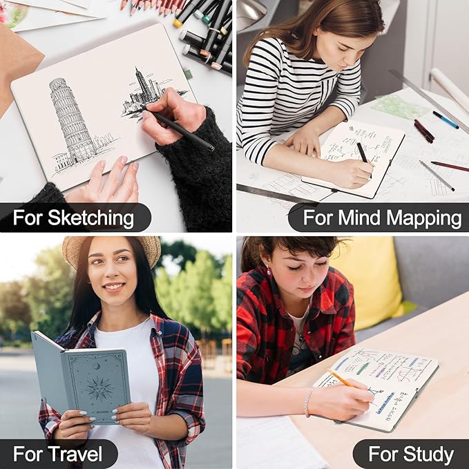 EMSHOI Blank Journal Notebook, 320 Pages, A5 Size | Leather Hardcover, 100 GSM - Image 6