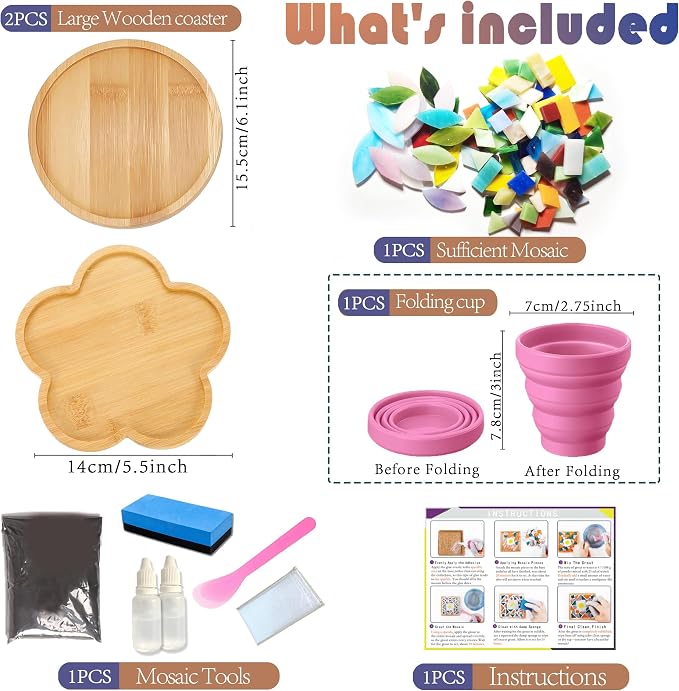 DIY Mosaic Craft Kit for Adults, Stained Glass Kits Mosaics Tiles for Crafts - Image 2