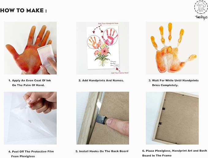 TwoDays Flower Bouquet Handprint Art Craft DIY Kit, Unique Gifts - Image 3