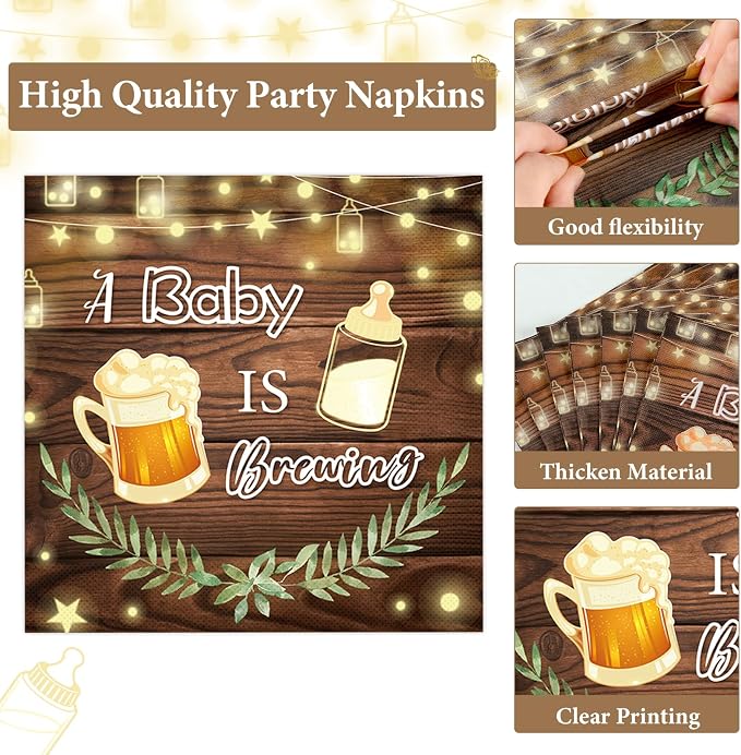 50 Guests A Baby is Brewing Baby Shower Plates and Napkins Party Supplies Baby - Image 3