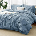 CozyLux Queen Comforter Set Mineral Blue, 7 Pieces Pintuck Bed in A Bag by CozyLux